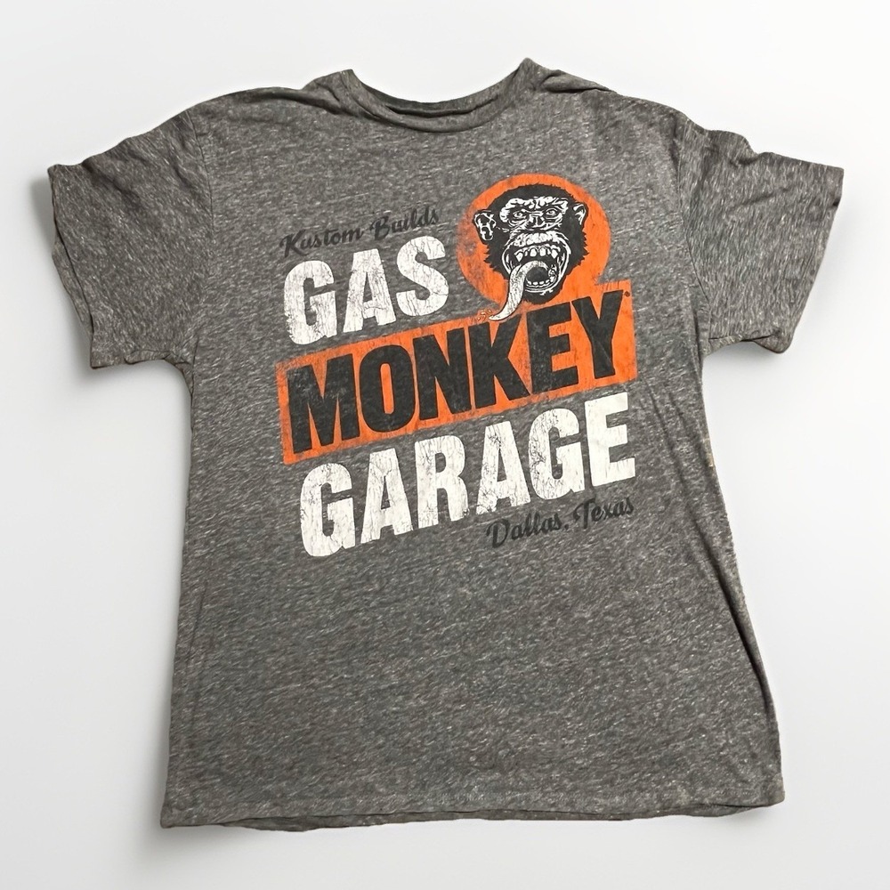 Gas Monkey Garage T Shirt Mens Medium M Heather‎ Gray Kustom Builds Dallas TX